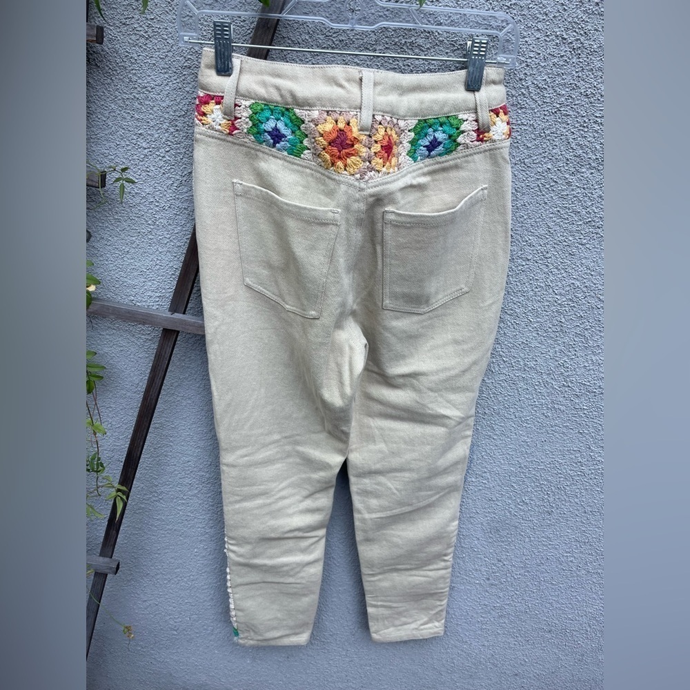 Free People Women’s Crochet Zuri Mom Jeans in Sedona Sunset New with Tags! - Picture 8 of 9